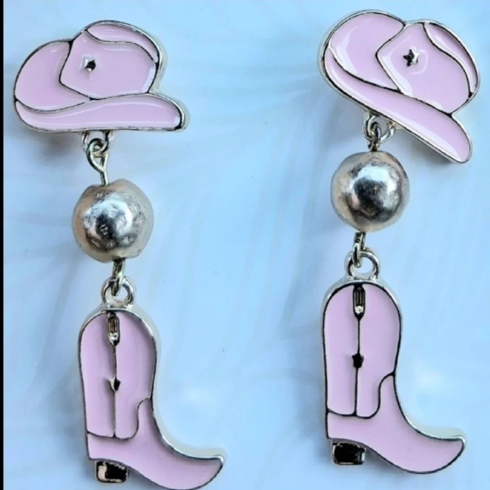 PIPER K Cowgirl Boots & Hat Western Drop Dangle Earrings NWT